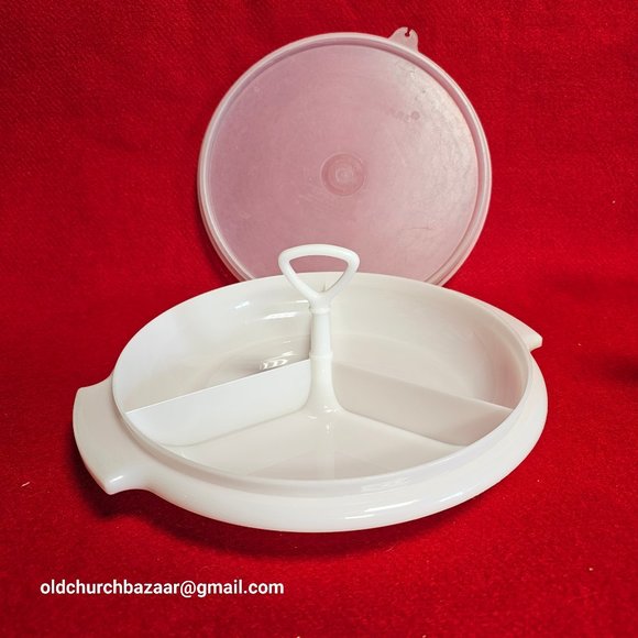 TUPPERWARE Suzette White Relish Dish Tray #608-11 With Lid - Picture 2 of 7